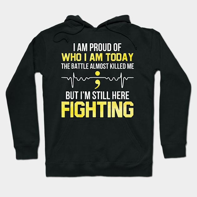 The Battles Almost Killed Me I Am Still Here Fighting Testicular Cancer Awareness Peach Ribbon Warrior Hoodie by celsaclaudio506